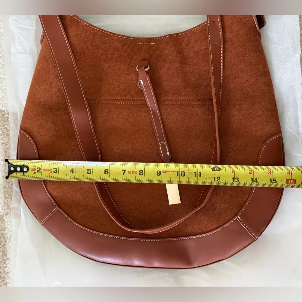 NWOT Brown Suede & Leather Bag
